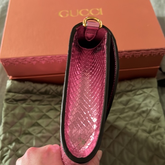 NWT Pink Shiny Gucci Horsebit ‘55 Anaconda Bag Comes with EVERYTHING - Picture 16 of 16